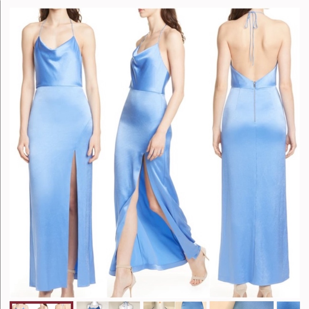 Alice & Olivia Eliza Blue Cowl Neck Maxi Sz2